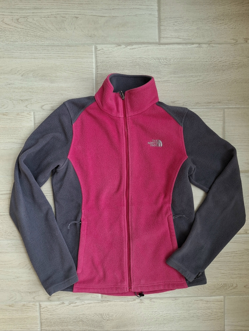 The North Face Womens Pink Gray Khumbu Flashdry Fleece Zip Jacket Shell Medium